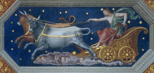 Nimfa Kallisto na rydwanie Jowisza, dekoracja sufitowa z „Sala di Galatea”, 1511-12